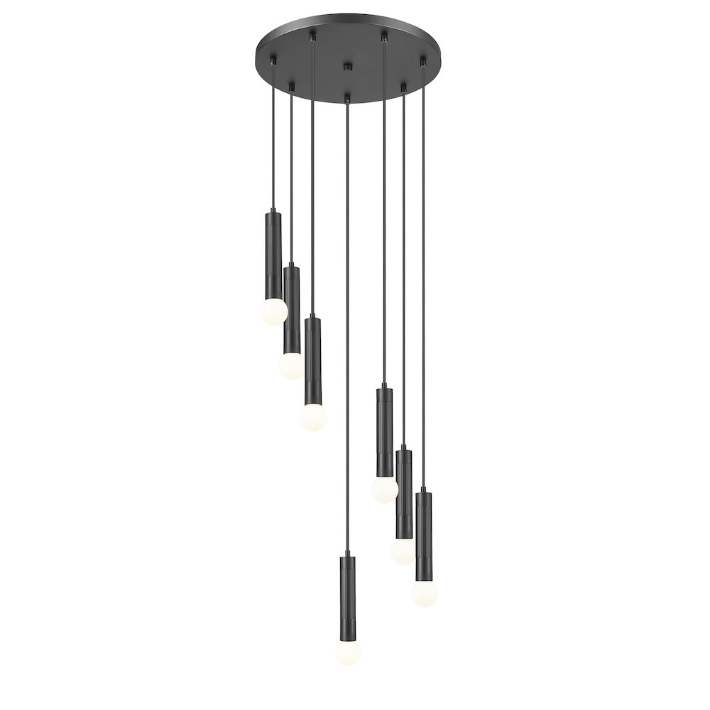 Z-Lite Stari 7 Light Chandelier in Matte Black color, Steel frame. Picture 3