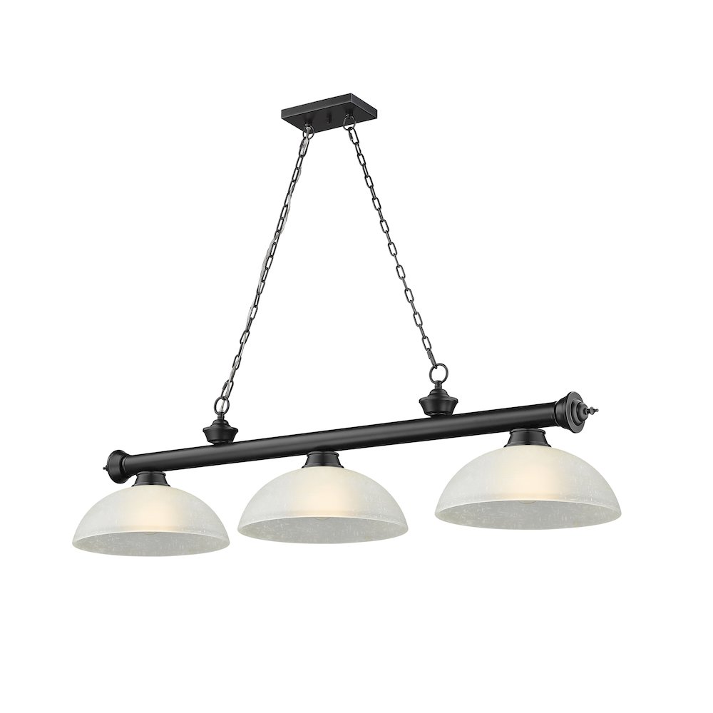 Z-Lite Cordon 3 Light Billiard, Steel Frame, White Linen Shade Color. Picture 1