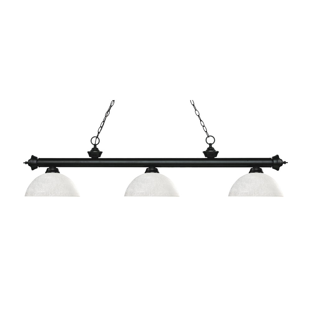 Z-Lite Riviera 3 Light Billiard, Steel Frame, White Linen Shade Color. Picture 1