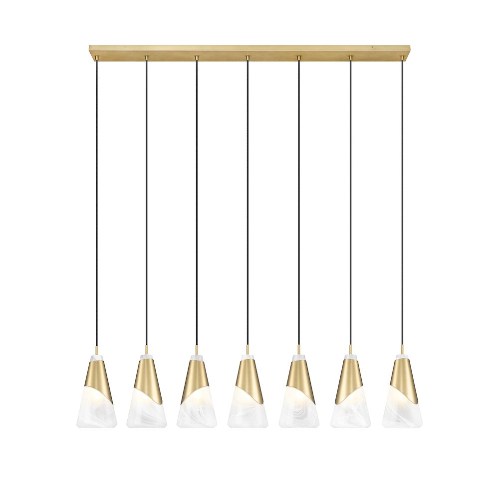 Z-Lite Aimie 7 Light Linear Chandelier, Modern Gold. Picture 3