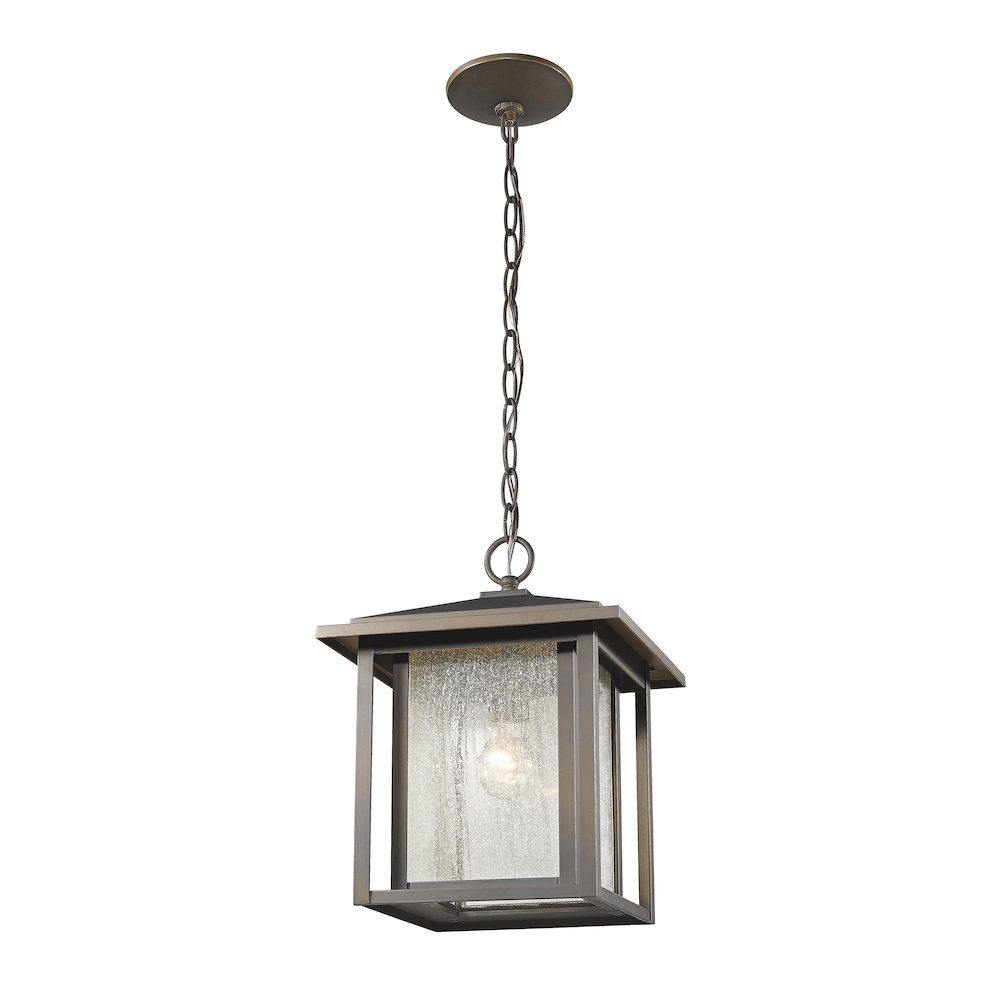 Z-Lite Aspen 1 Light Outdoor Chain Mount Ceiling Fixture, Oil Rubbed Bronze. Picture 1