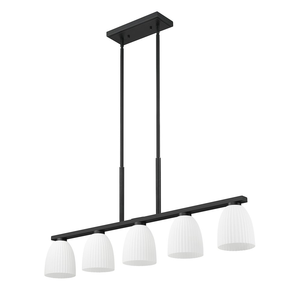 Z-Lite Naya 5 Light Linear Chandelier in Matte Black color, Steel frame. Picture 5