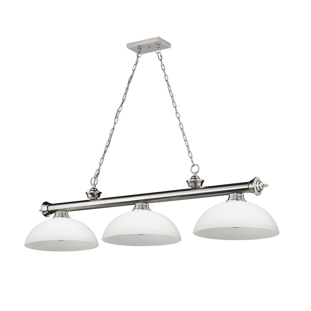 Z-Lite Cordon 3 Light Billiard, Steel Frame, Matte Opal Shade Color. Picture 5