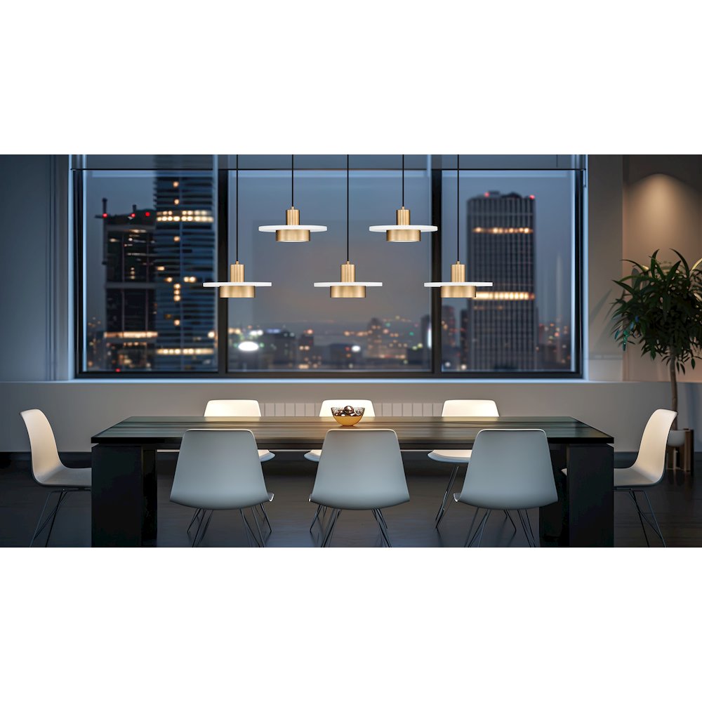 Z-Lite 5 Light Linear Chandelier, Matte White + Modern Gold. Picture 6