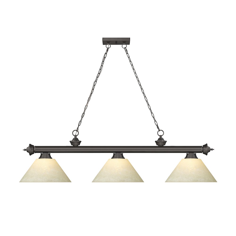 Z-Lite Cordon 3 Light Billiard, Steel Frame, Golden Mottle Shade Color. Picture 2