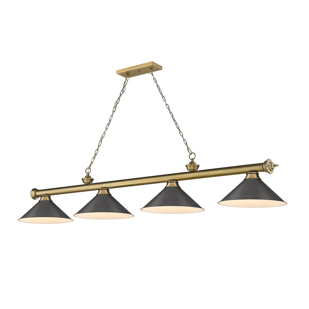 Z-Lite Cordon 4 Light Billiard, Steel Frame, Bronze Shade Color. Picture 1