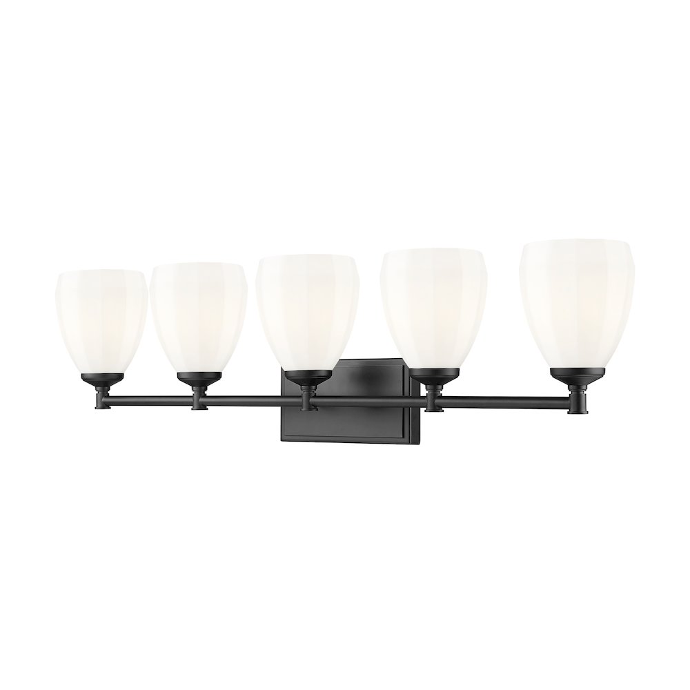 Z-Lite Oren 5 Light Vanity in Matte Black color, Steel frame. Picture 1