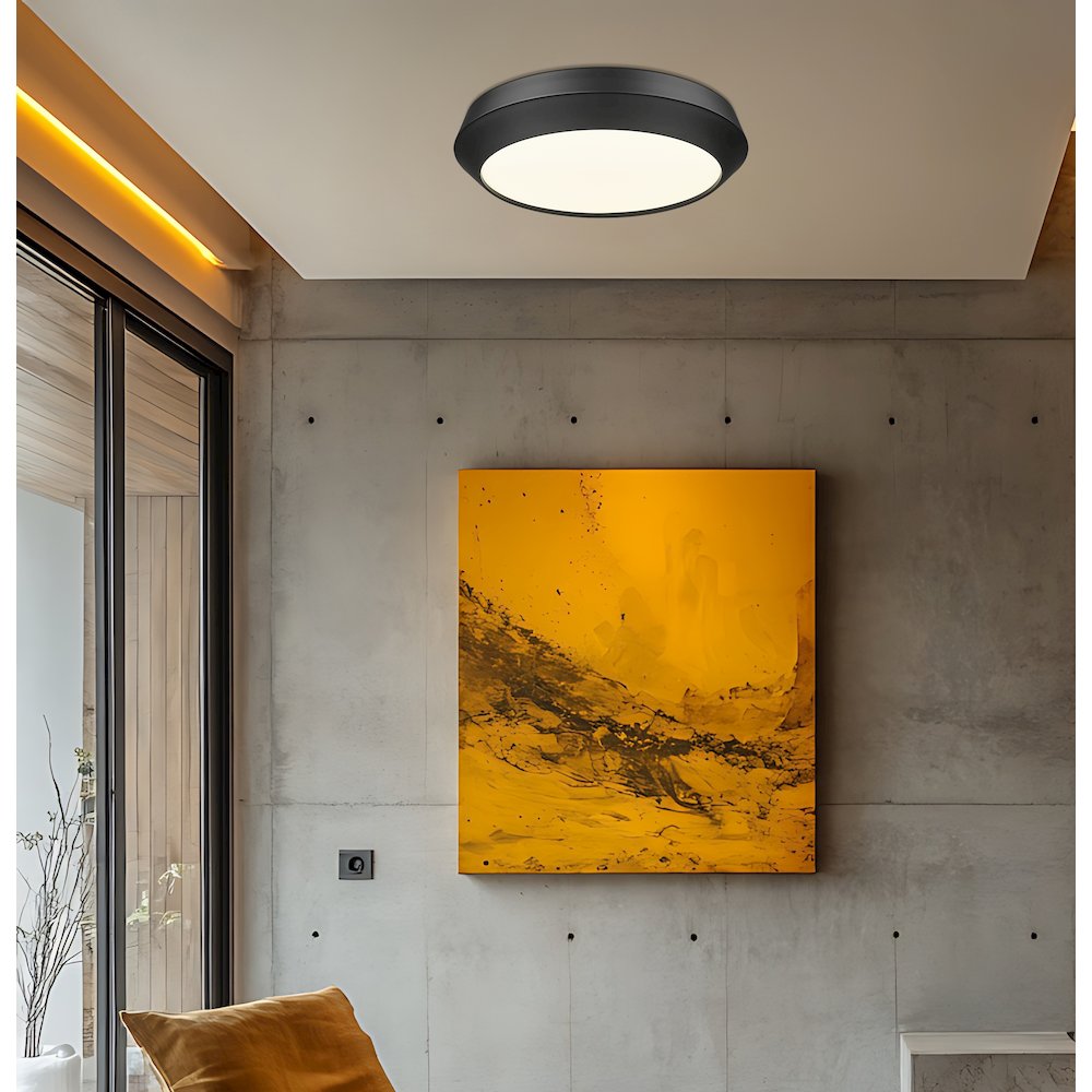 Z-Lite 1 Light Flush Mount, Matte Black. Picture 5