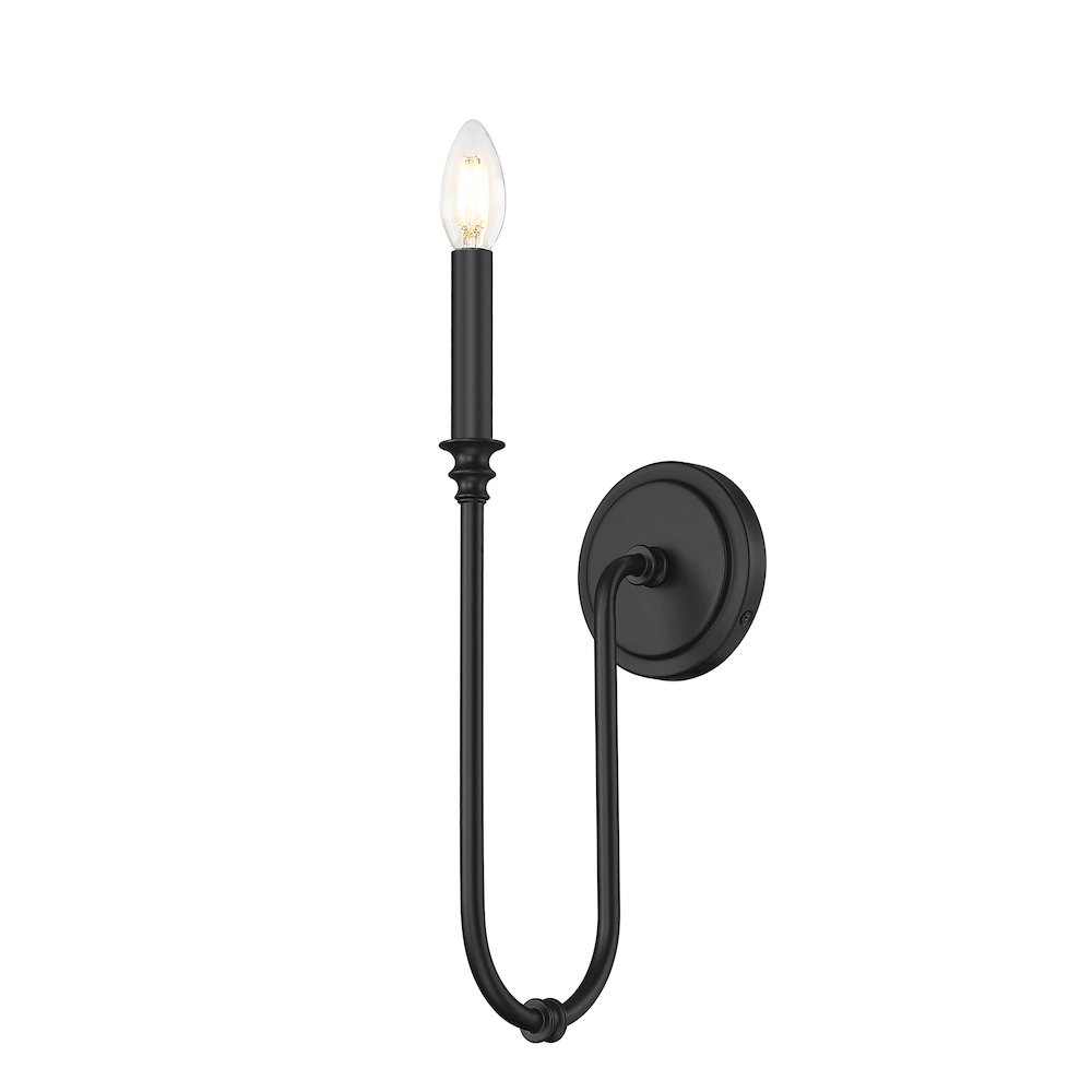 Z-Lite 1 Light Wall Sconce, Matte Black. Picture 3