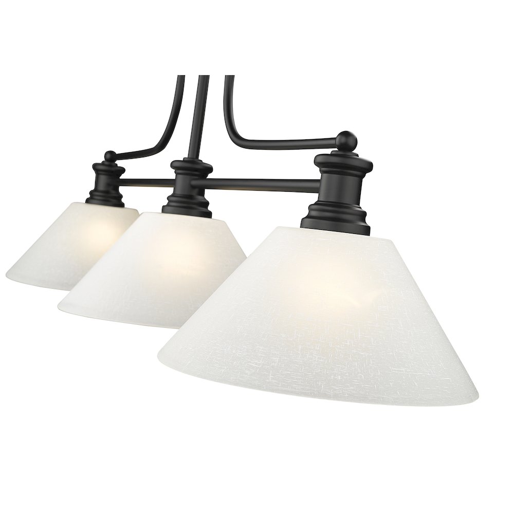 Z-Lite Melange 3 Light Billiard, Steel Frame, White Linen Shade Color. Picture 4