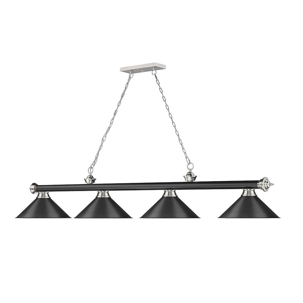 Z-Lite Cordon 4 Light Billiard, Steel Frame, Matte Black Shade Color. Picture 3