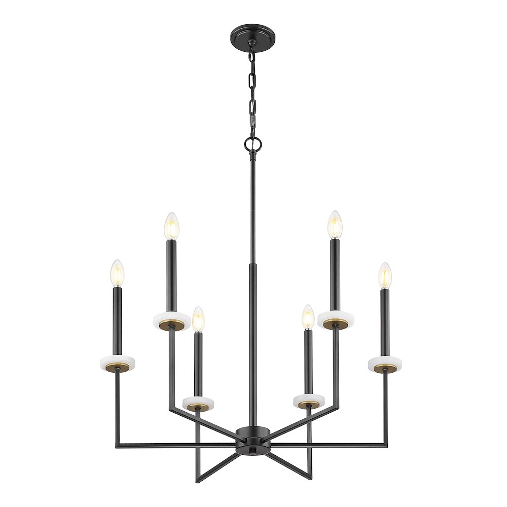 Z-Lite 6 Light Chandelier, Matte Black+Mordern Gold. Picture 2