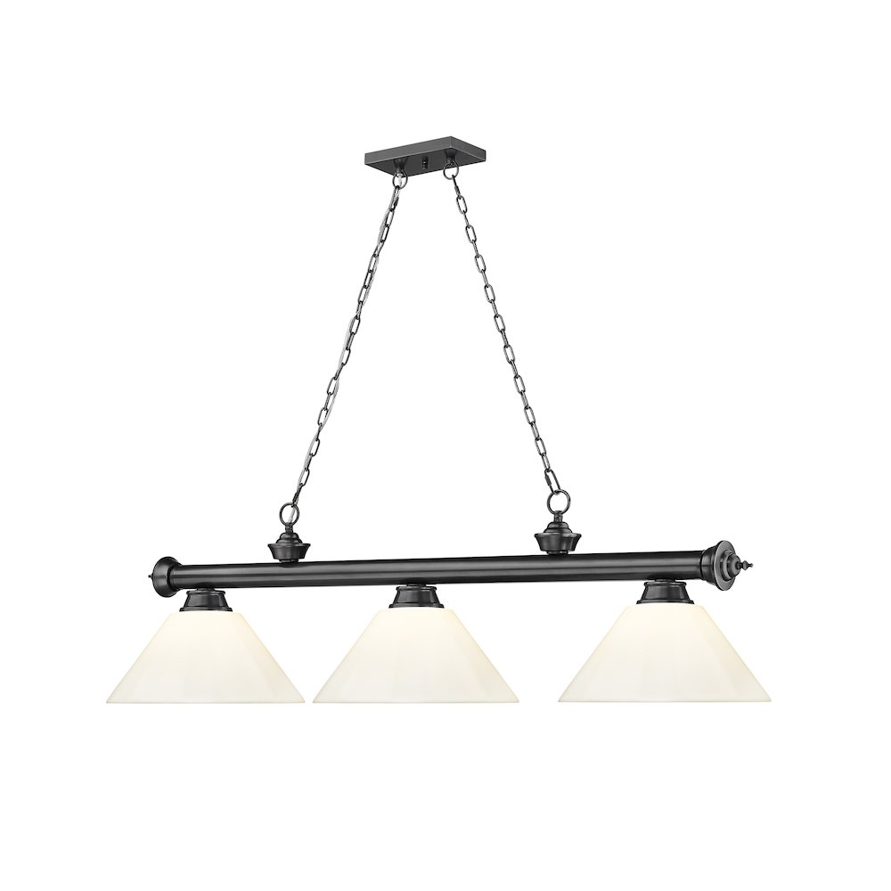 Z-Lite Cordon 3 Light Billiard, Steel Frame, White Shade Color. Picture 3
