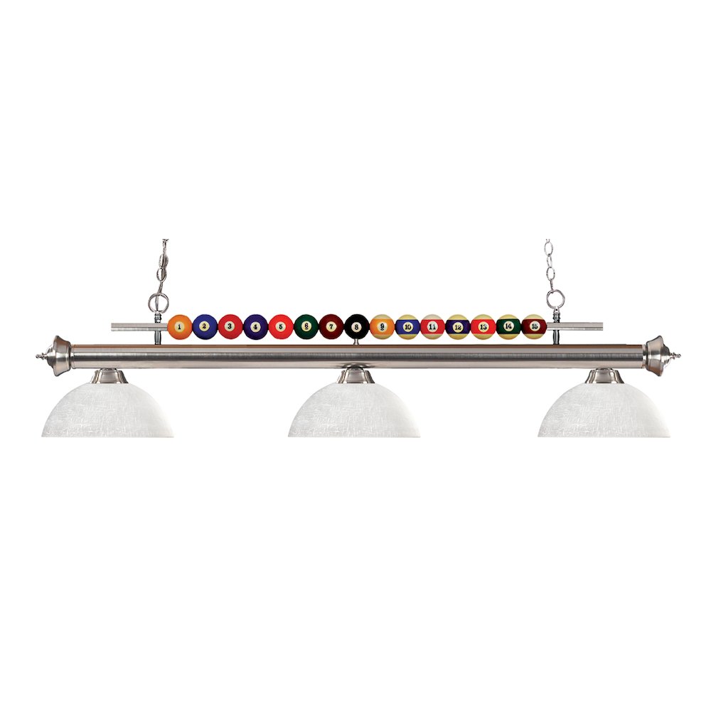 Z-Lite Shark 3 Light Billiard, Steel Frame, White Linen Shade Color. Picture 1