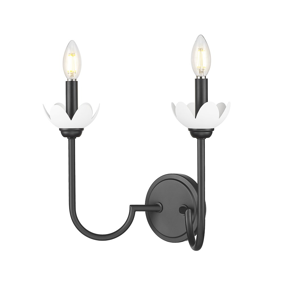 Z-Lite Allistair 2 Light Wall Sconce in Matte Black color, Steel frame. Picture 1