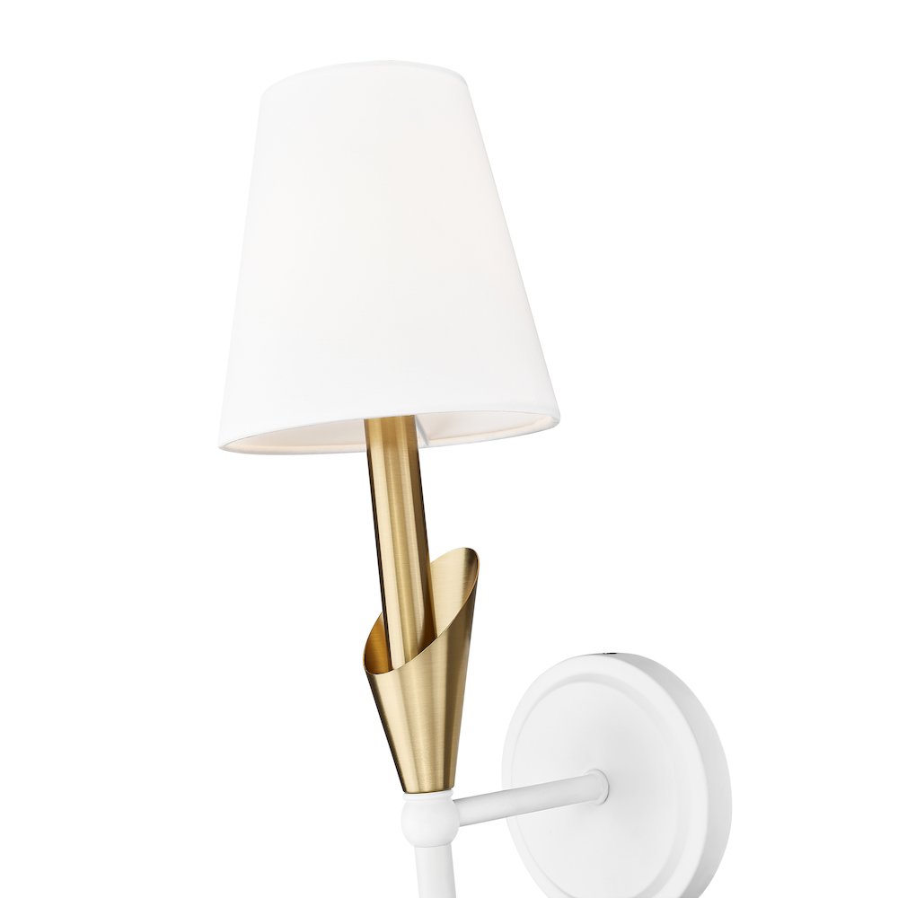 Z-Lite Claudelle 1 Light Wall Sconce in Textured White + Modern Gold color. Picture 4