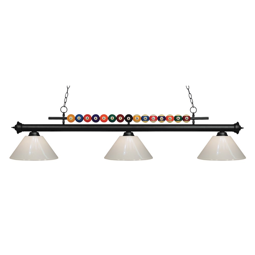 Z-Lite Shark 3 Light Billiard, Steel Frame, White Shade Color. Picture 1