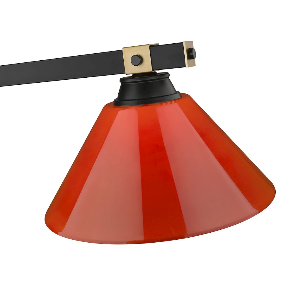 Z-Lite Bronte 3 Light Billiard, Steel Frame, Red Shade Color. Picture 4