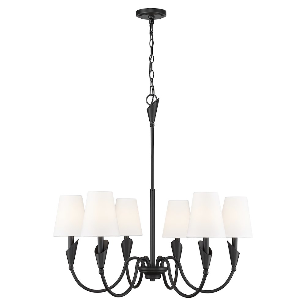 Z-Lite Claudelle 6 Light Chandelier in Matte Black color, Steel frame. Picture 1