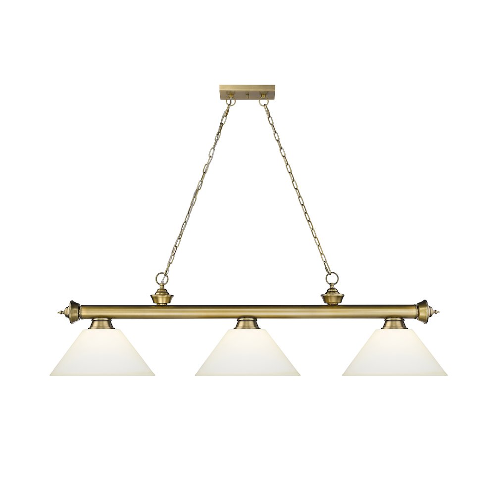 Z-Lite Cordon 3 Light Billiard, Steel Frame, Matte Opal Shade Color. Picture 2