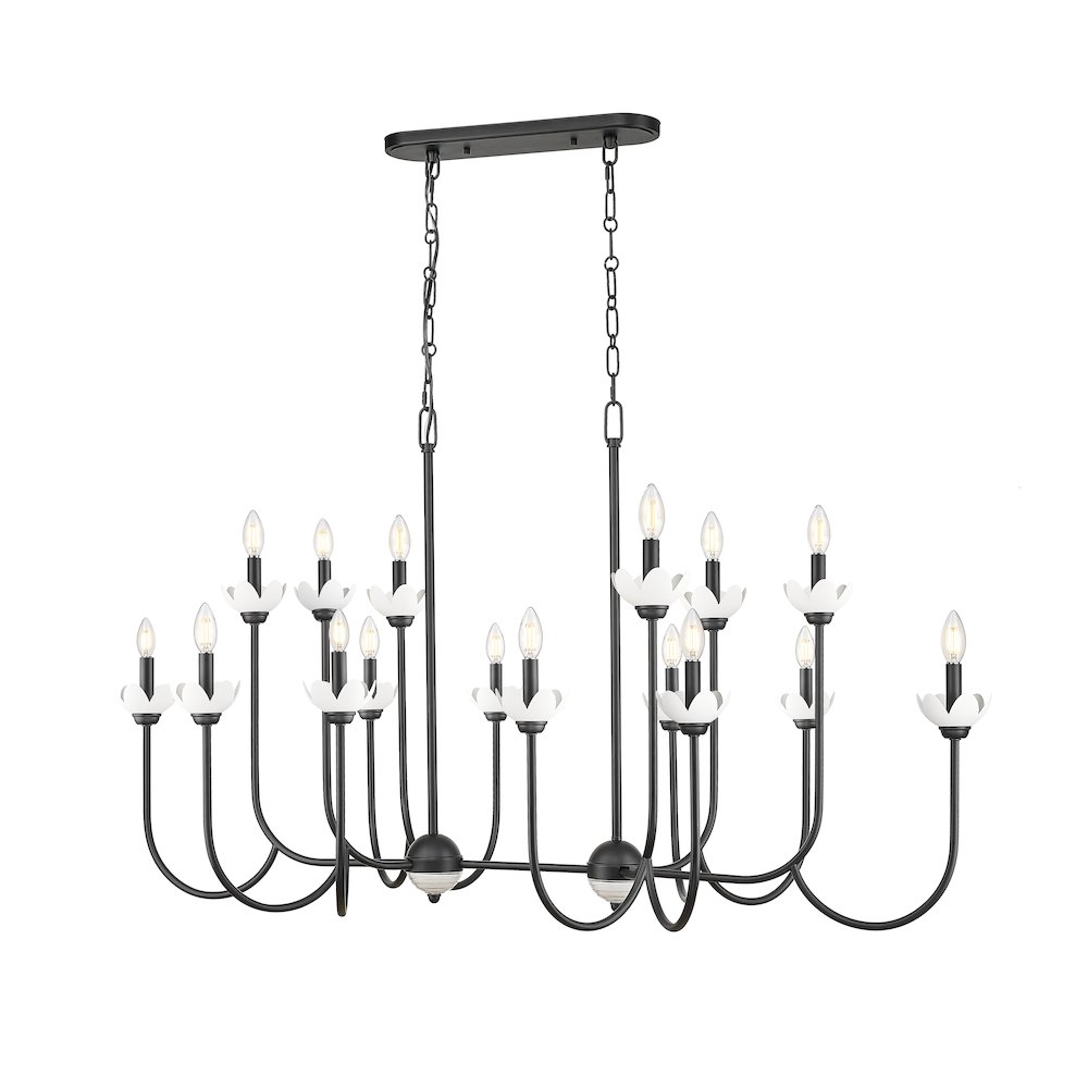 Z-Lite Allistair 16 Light Linear Chandelier in Matte Black color, Steel frame. Picture 3