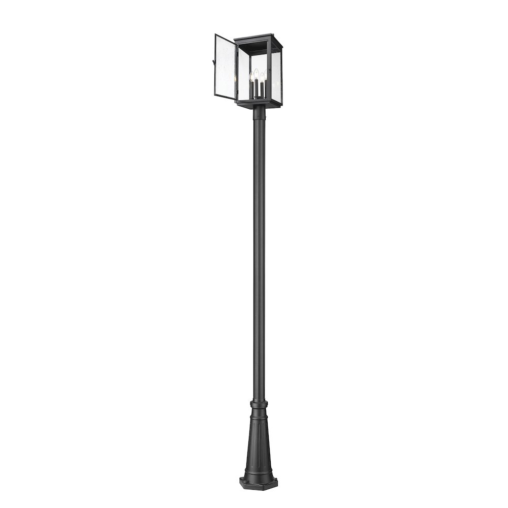 Z-Lite Hartwell 4 Light Outdoor Post Mounted Fixture in Sand Black color. Picture 2
