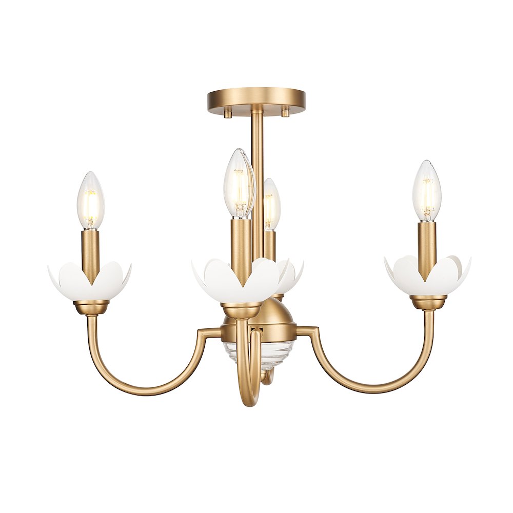 Z-Lite Allistair 4 Light Semi Flush Mount in Modern Gold color, Steel frame. Picture 1