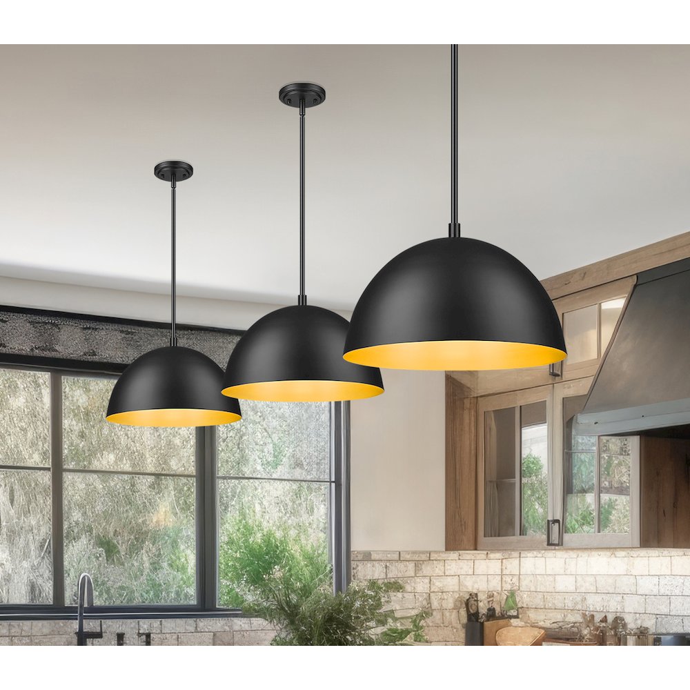 Z-Lite 1 Light Pendant, Matte Black. Picture 5
