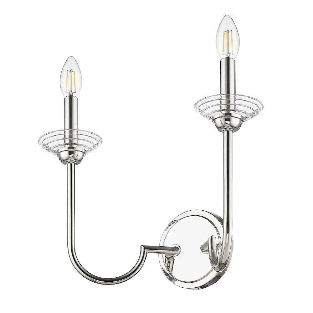 Z-Lite Allistair 2 Light Wall Sconce in Polished Nickel color, Steel frame. Picture 5