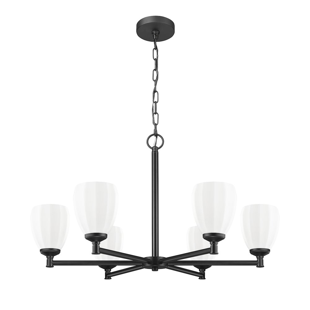 Z-Lite Oren 6 Light Chandelier in Matte Black color, Steel frame. Picture 5