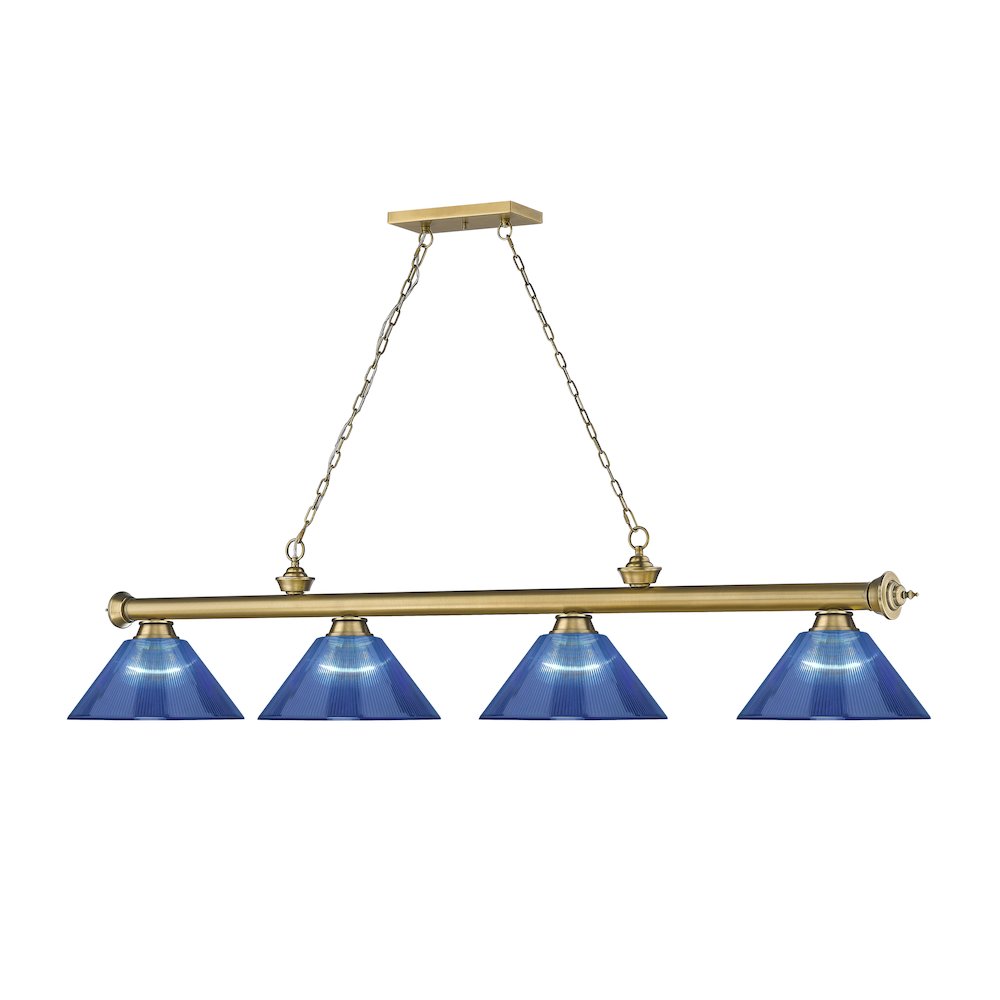 Z-Lite Cordon 4 Light Billiard, Steel Frame, Dark Blue Shade Color. Picture 3