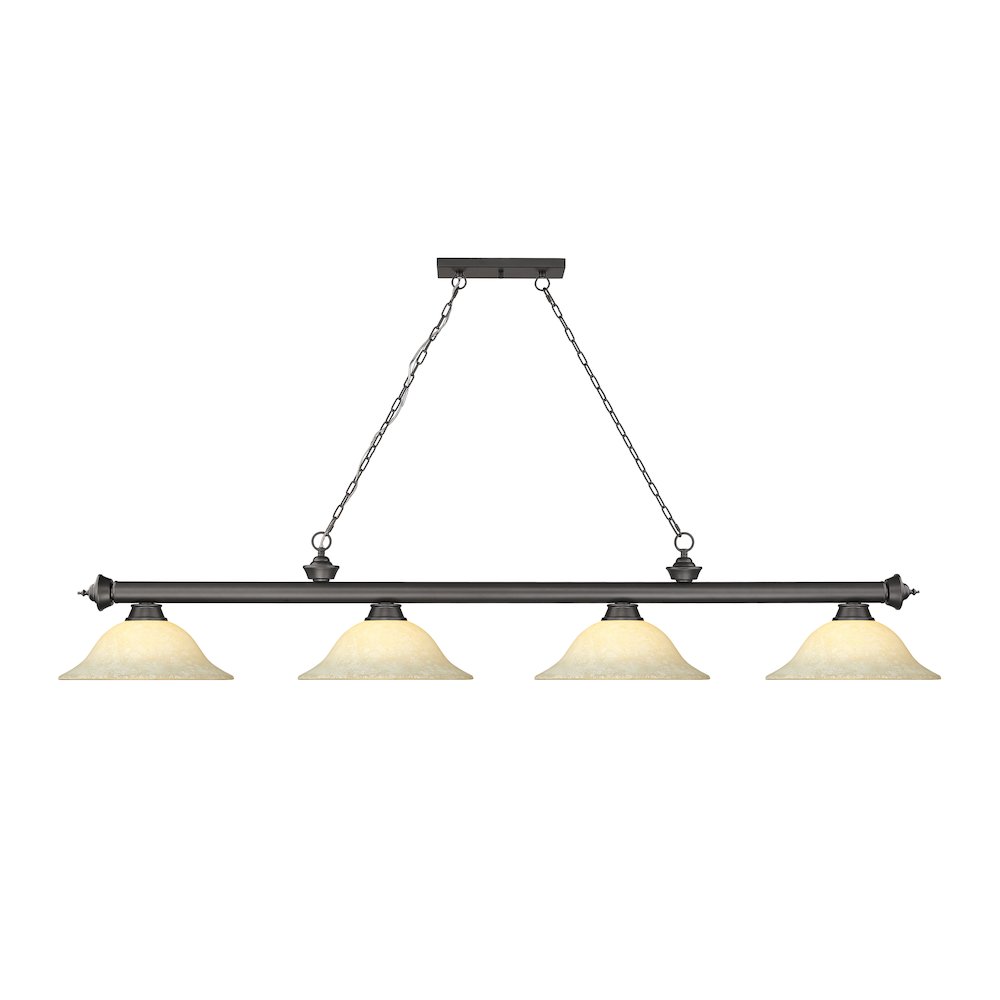 Z-Lite Cordon 4 Light Billiard, Steel Frame, Golden Mottle Shade Color. Picture 2