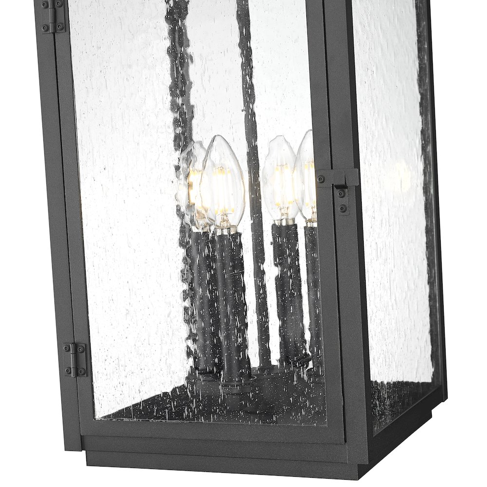Z-Lite Hartwell 4 Light Outdoor Chain Mount Ceiling Fixture in Sand Black color. Picture 4