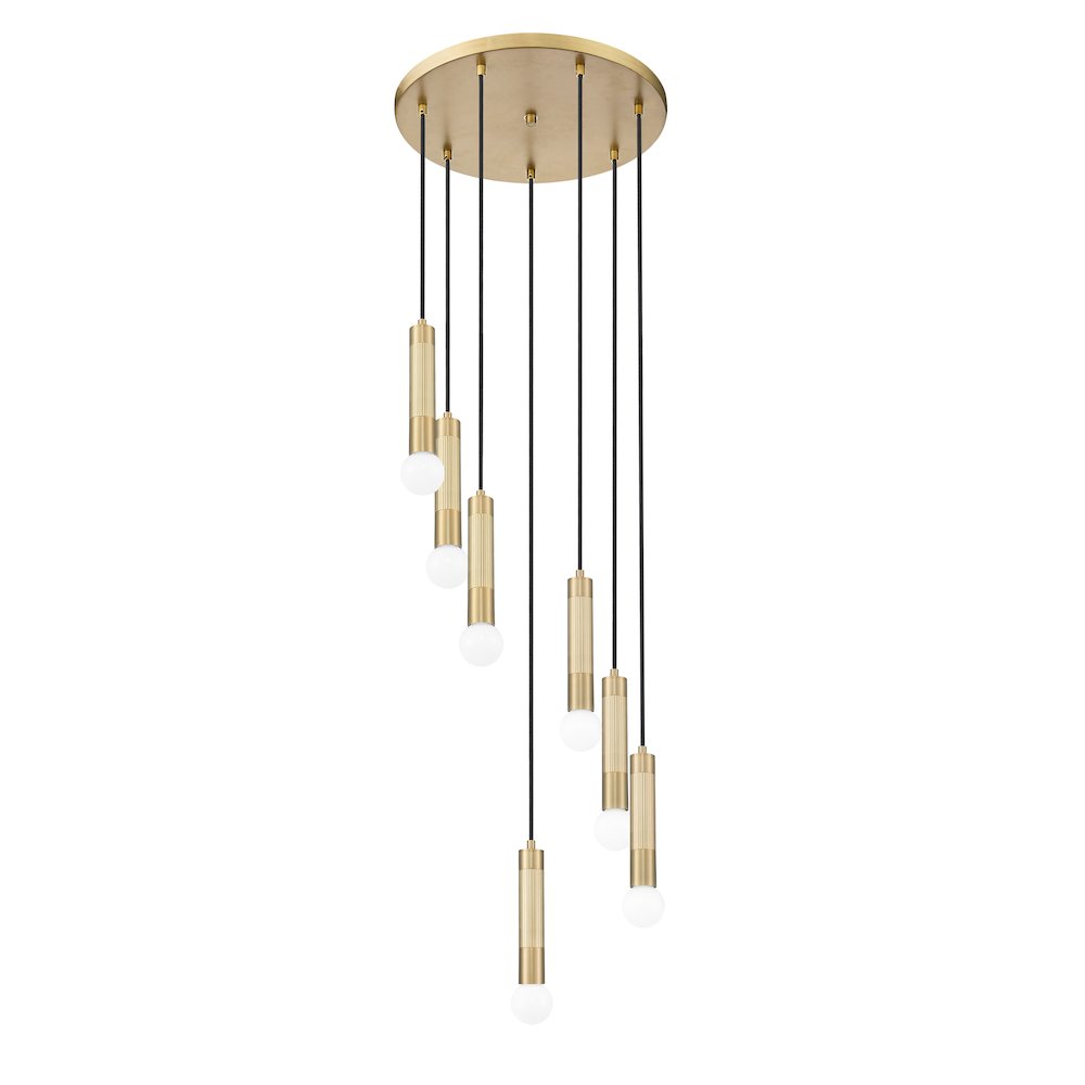 Z-Lite Stari 7 Light Chandelier in Modern Gold color, Steel frame. Picture 5