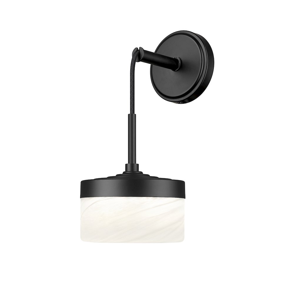 Z-Lite 1 Light Wall Sconce, Matte Black. Picture 1