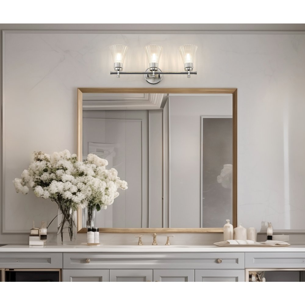Z-Lite Belle 3 Light Vanity in Brushed Nickel color, Steel frame. Picture 6