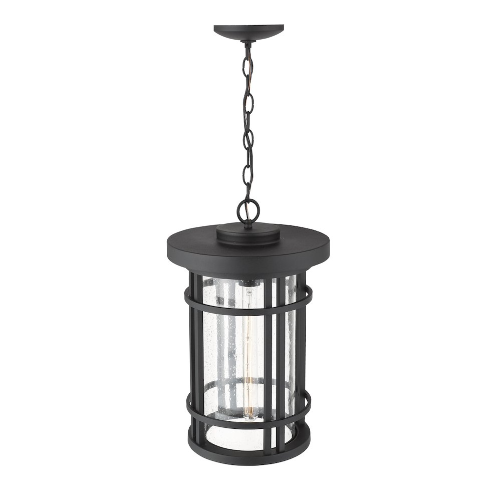 Z-Lite Jordan 1 Light Outdoor Chain Mount Ceiling Fixture, Black. Picture 4