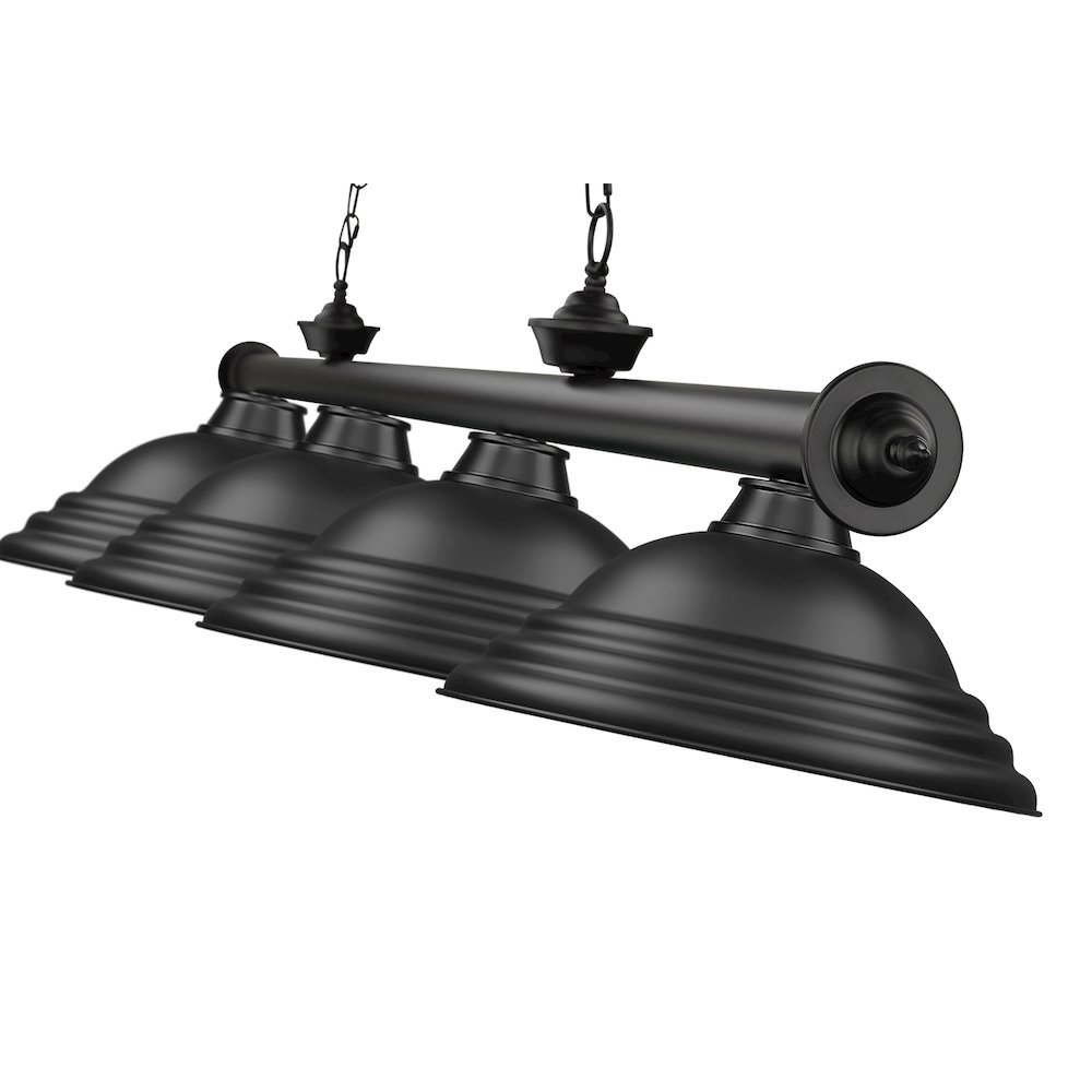 Z-Lite Cordon 4 Light Billiard, Steel Frame, Matte Black Shade Color. Picture 4