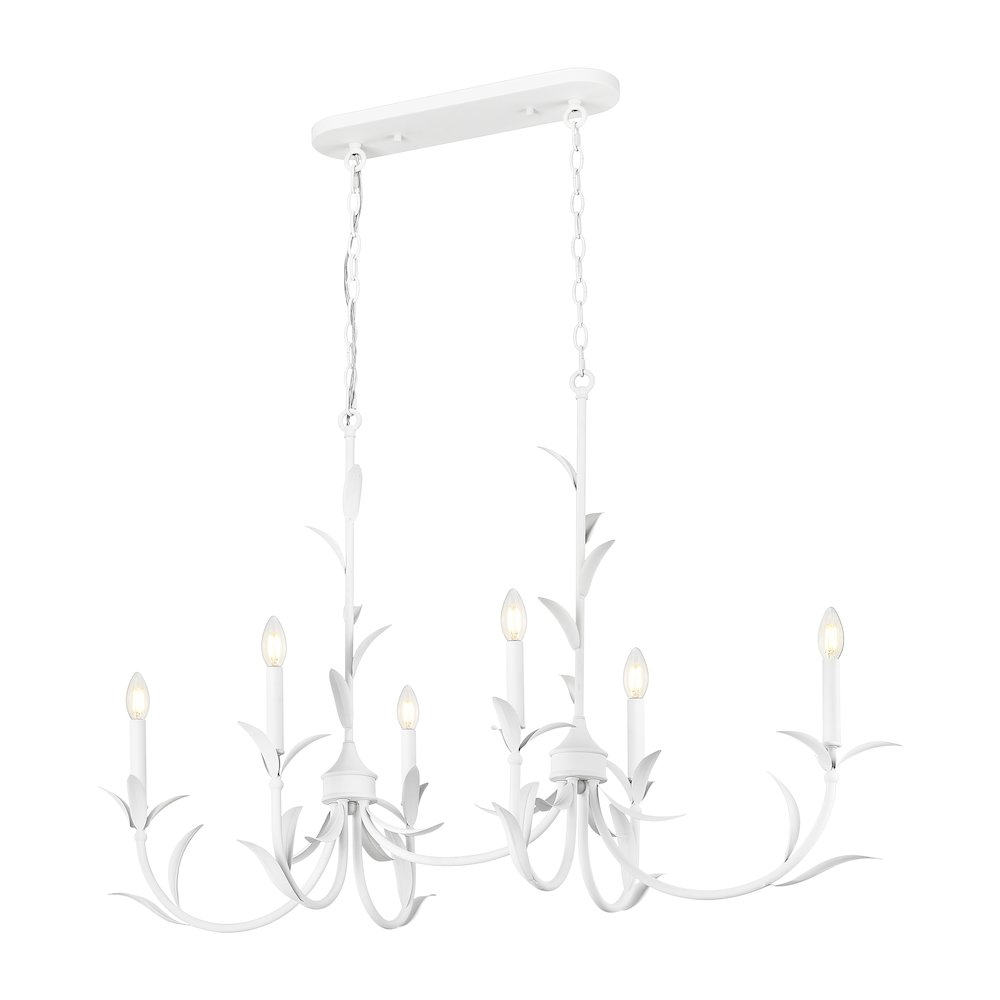 Z-Lite 6 Light Linear Chandelier, Textured White. Picture 2