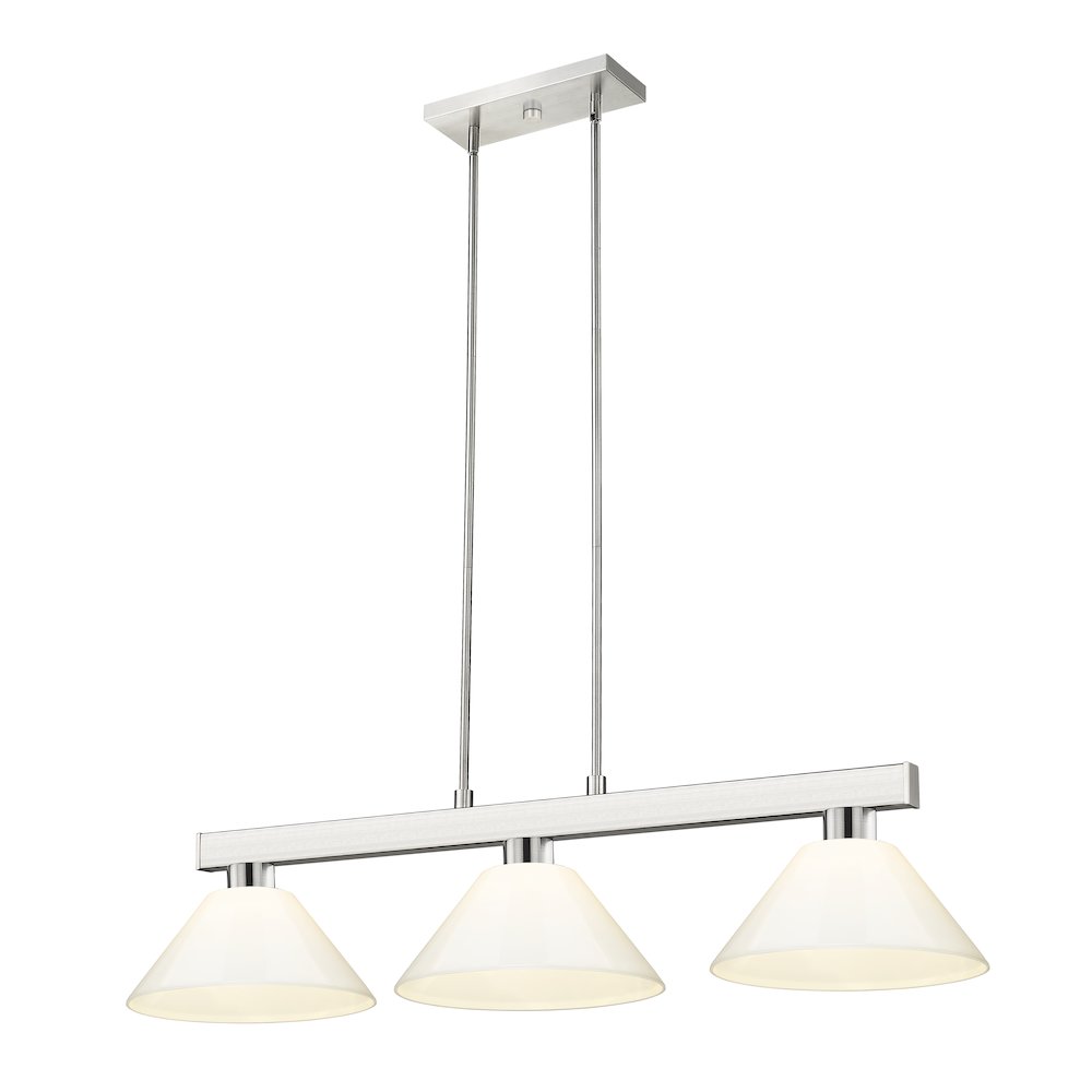 Z-Lite Cobalt 3 Light Billiard, Steel Frame, White Shade Color. Picture 1