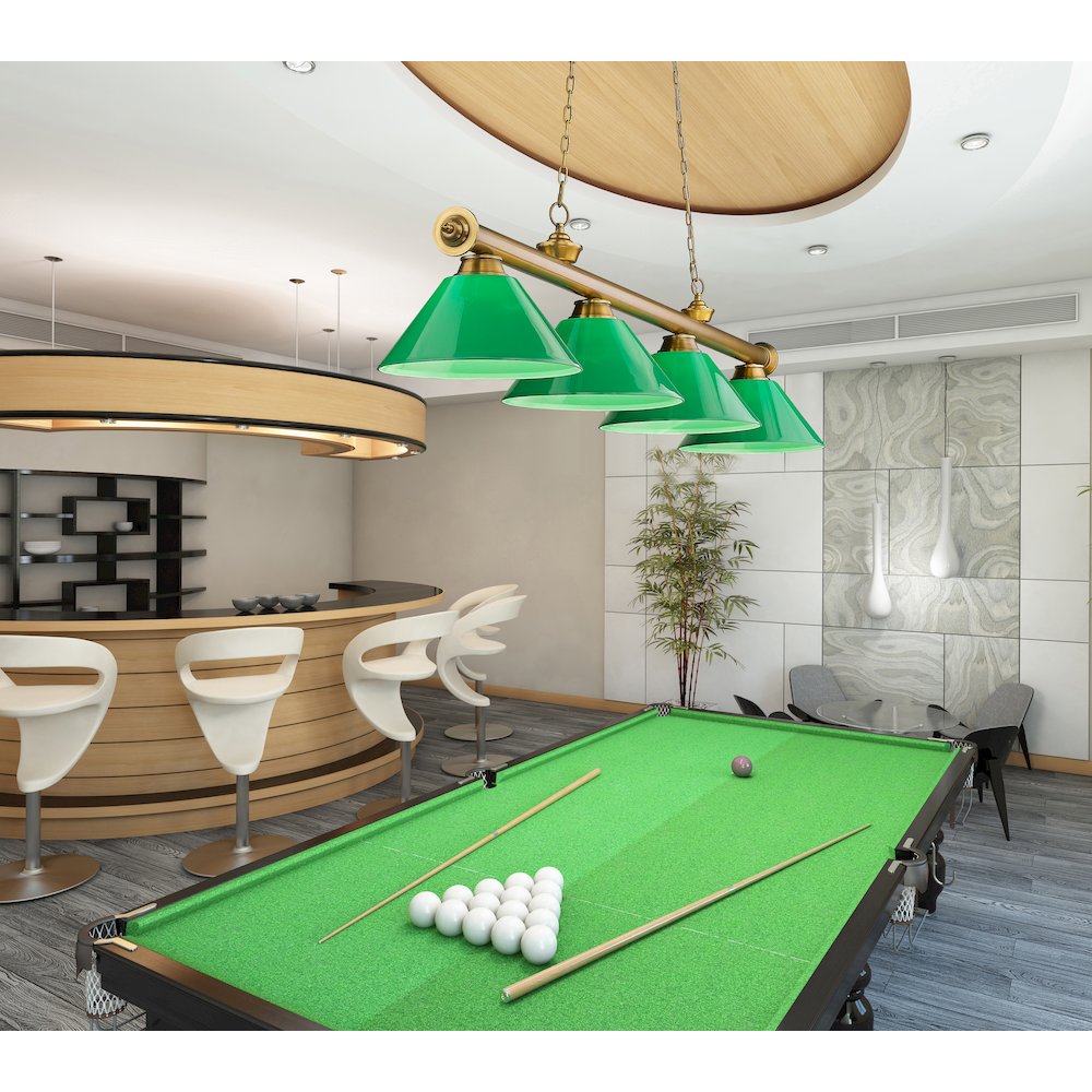Z-Lite Cordon 4 Light Billiard, Steel Frame, Green Shade Color. Picture 7