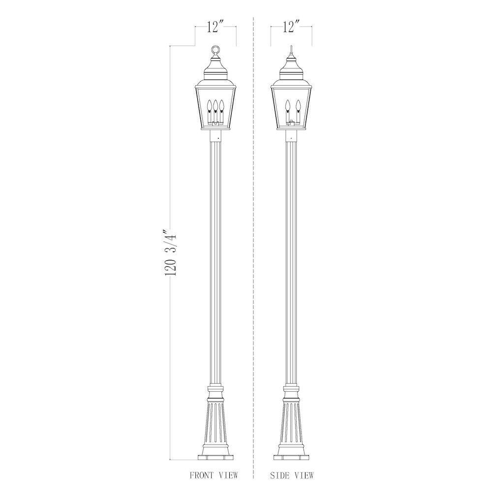 Z-Lite 3 Light Outdoor Post Mounted Fixture, Sand Black. Picture 8