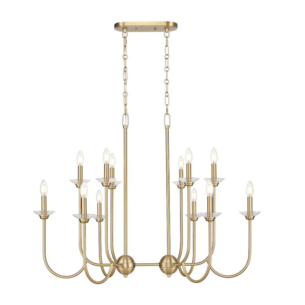 Z-Lite Allistair 12 Light Linear Chandelier in Modern Gold color, Steel frame. Picture 3