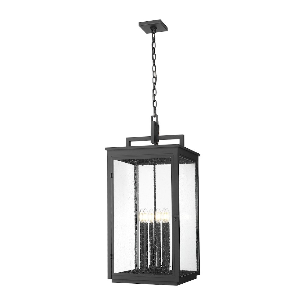 Z-Lite Hartwell 6 Light Outdoor Chain Mount Ceiling Fixture in Sand Black color. Picture 1