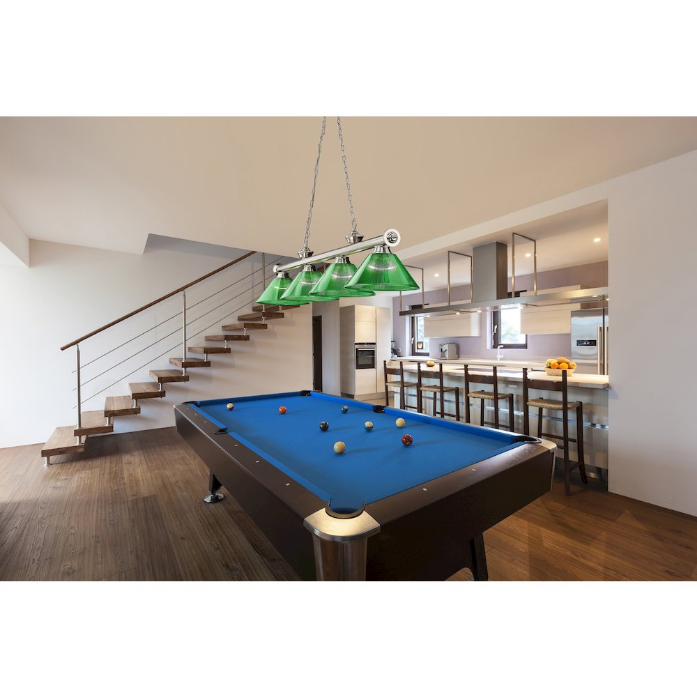 Z-Lite Cordon 4 Light Billiard, Steel Frame, Green Shade Color. Picture 7
