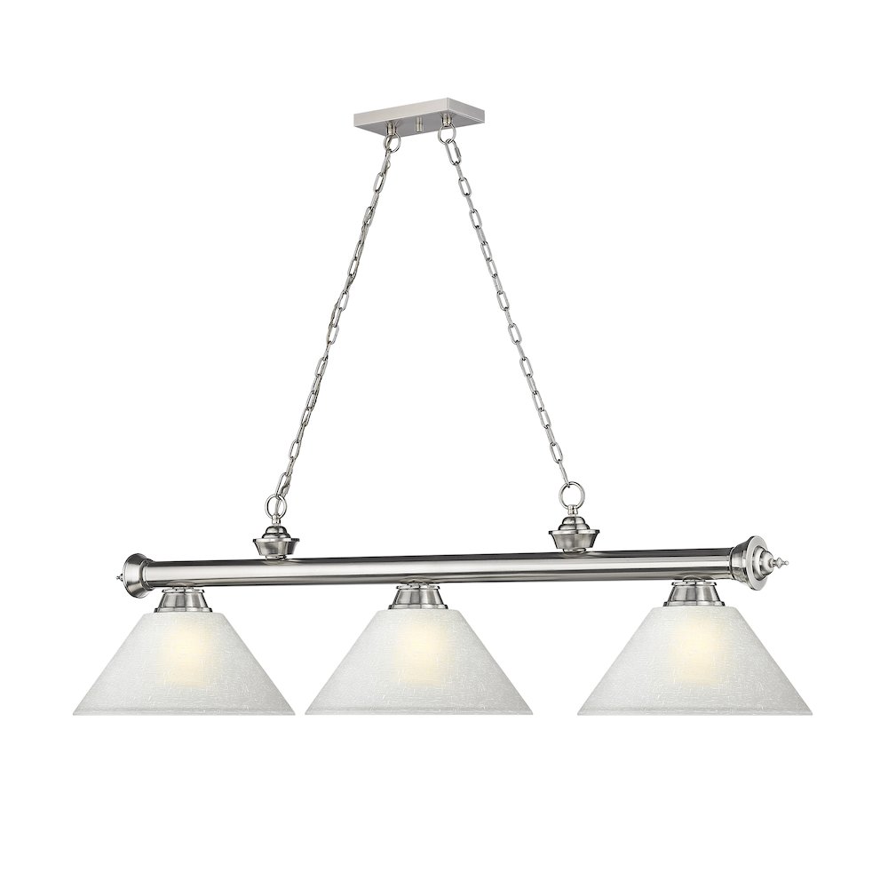Z-Lite Cordon 3 Light Billiard, Steel Frame, White Linen Shade Color. Picture 3