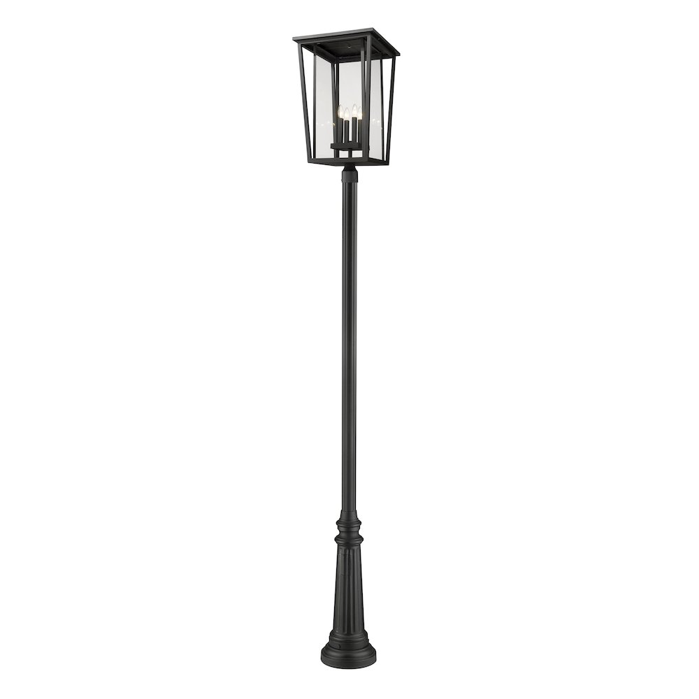 Z-Lite Seoul 4 Light Outdoor Post Mounted Fixture, Black. Picture 1