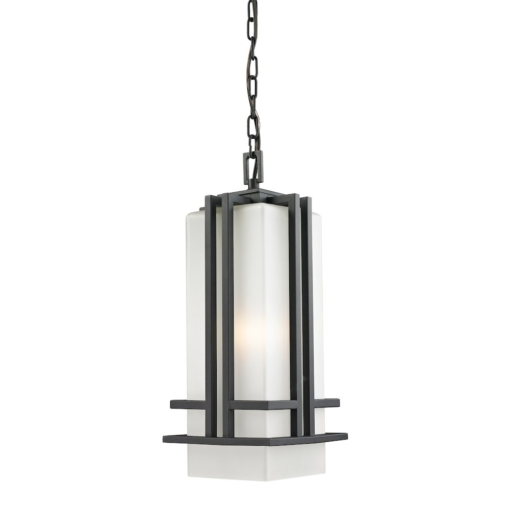 Z-Lite Abbey 1 Light Outdoor Chain Mount Ceiling Fixture, Black. Picture 1
