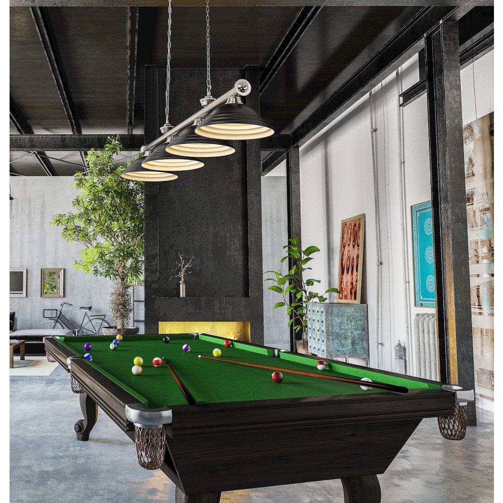 Z-Lite Cordon 4 Light Billiard, Steel Frame, Matte Black Shade Color. Picture 6