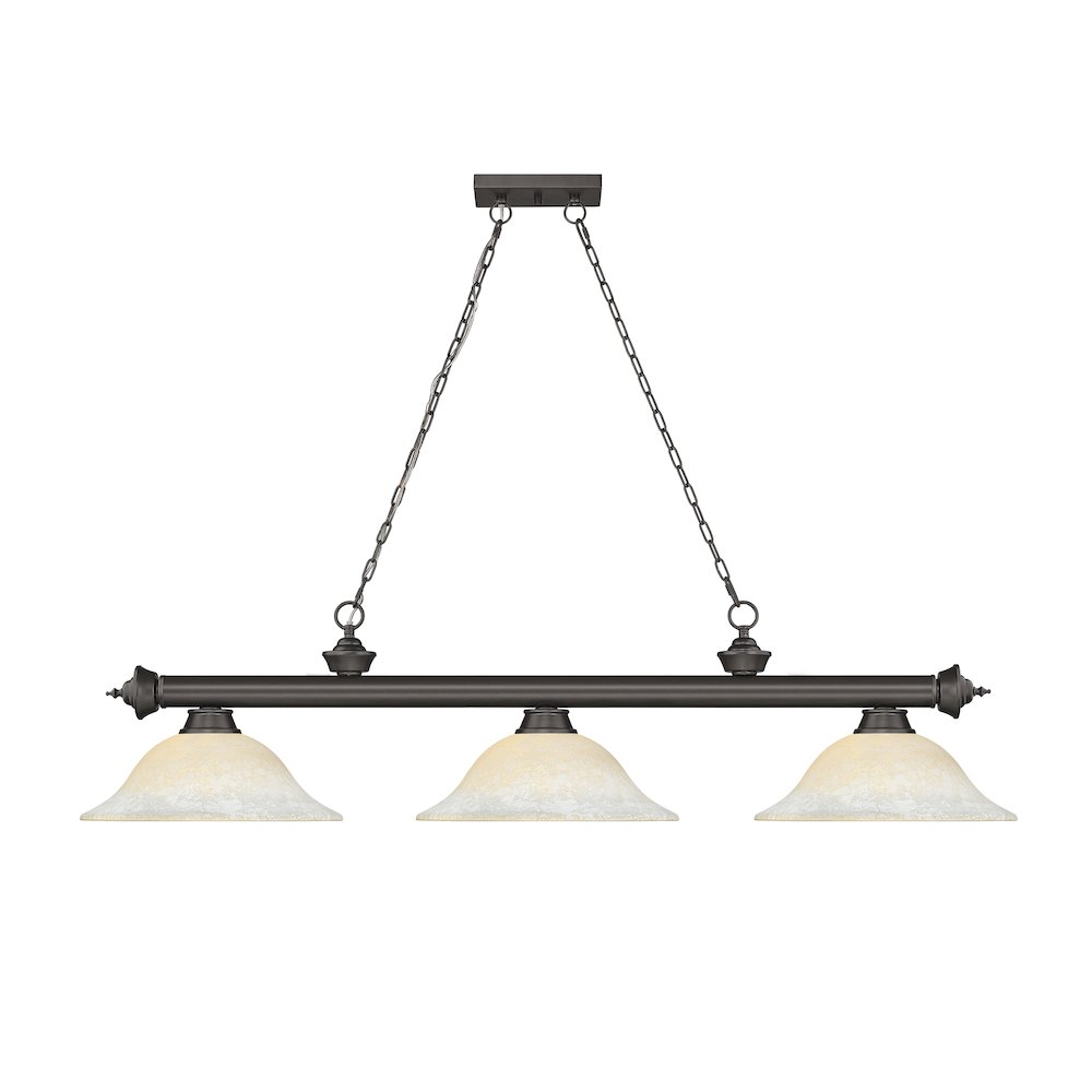 Z-Lite Cordon 3 Light Billiard, Steel Frame, White Mottle Shade Color. Picture 2